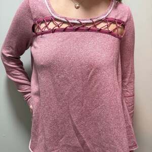 Free People Lacey Love French Terry Striped Cutout Sweatshirt